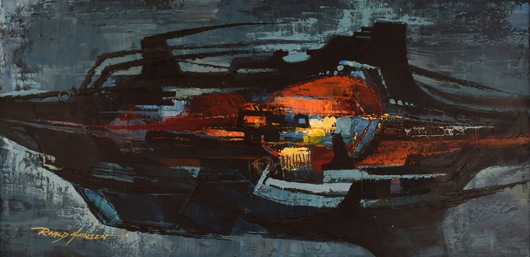 Roald Hansen (1938-2018), Denmark. Oil on canvas. Abstract composition. 1970s.