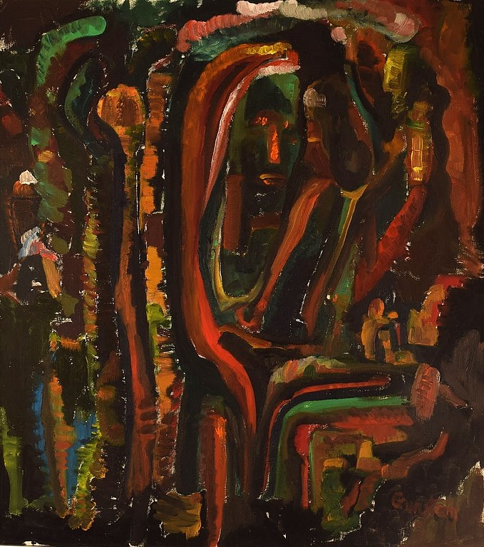 Gunstein, Swedish artist. Oil on canvas. Abstract composition. Mid-20th century.