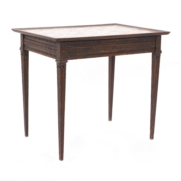 Danish Louis XVI tile top table with Dutch tiles. Denmark circa 1780. H: 77cm. Top: 87x61cm