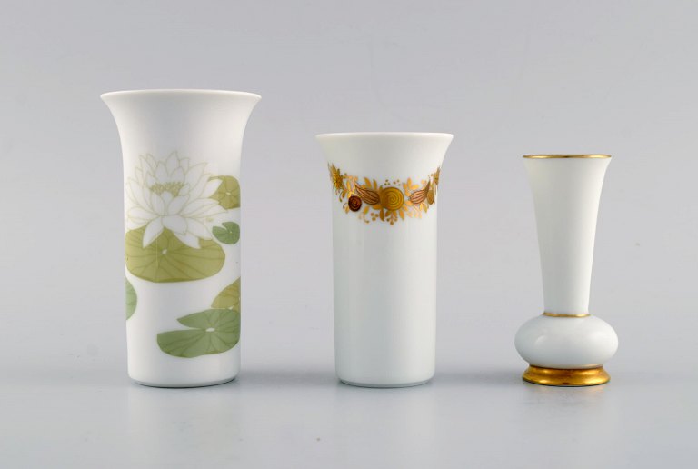 Tre Rosenthal porcelænsvaser. Midt 1900-tallet.