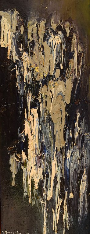 Michael Qvarsebo (b.1945), listed Swedish artist. Oil on canvas. Abstract composition. Dated 1964.