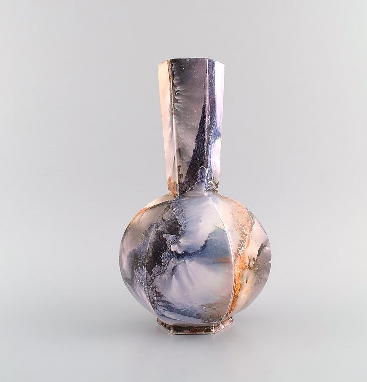 Arabia, Finland. Art deco vase i glaseret fajance. Smuk marmoreret glasur. 1920/30