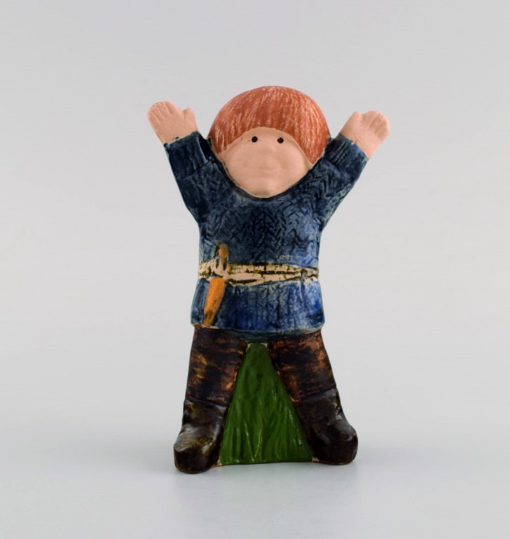 Lisa Larson for Gustavsberg. Figure in glazed stoneware. Emil from Lønneberg. Late 20th century.