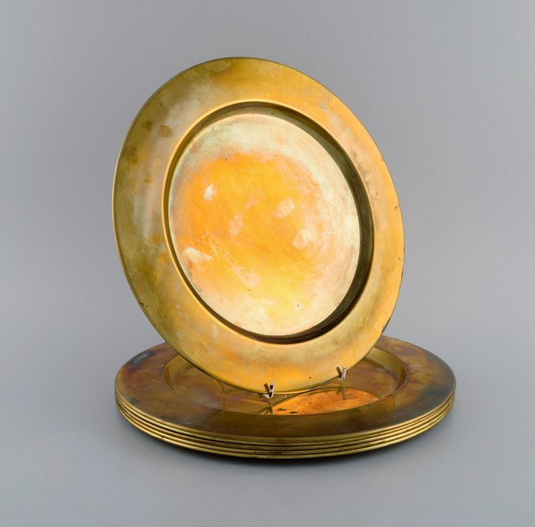 Skultuna, Sweden. Six brass cover plates. 1960s.