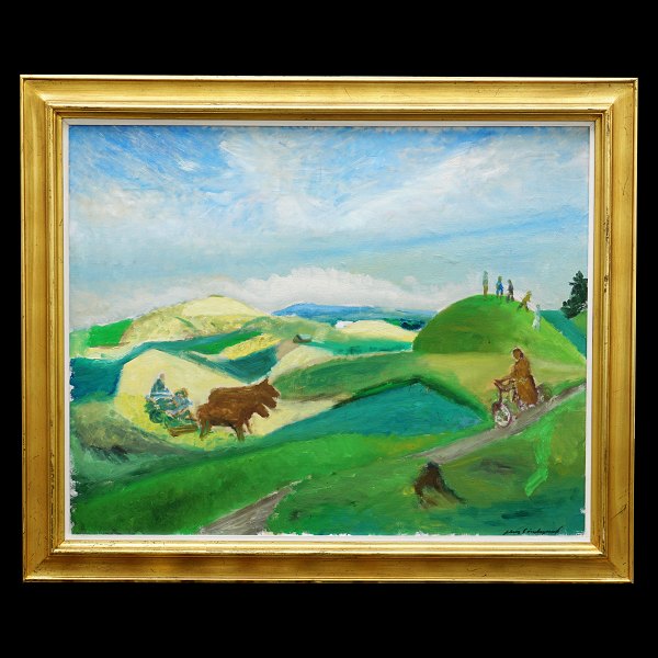 Jens Søndergaard, 1895-1957, oil on canvas. Landscape. Signed. Visible size: 80x100cm. With frame: 100x120cm