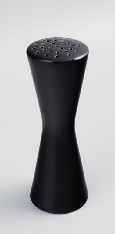 Stig Lindberg for Gustavsberg. "Colorado" sugar shaker.Beautiful glaze in black. 1960s.