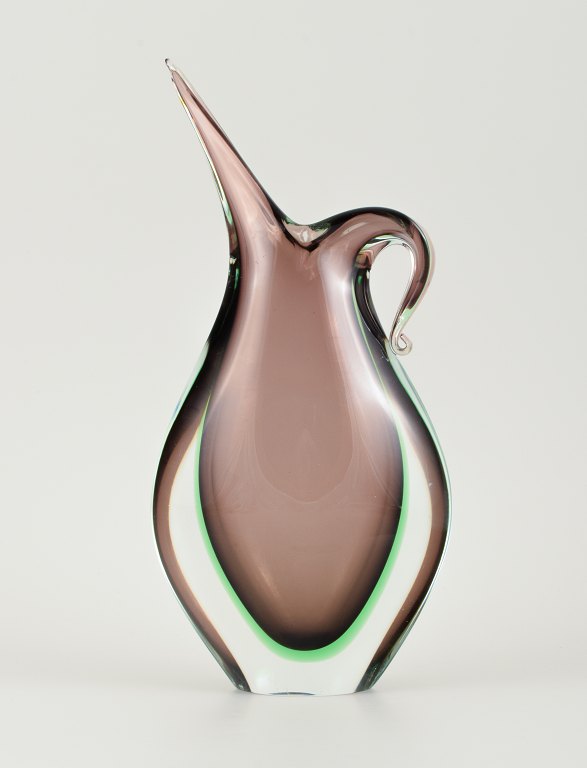 Murano purple/green/clear vase in hand-blown art glass.Italian design, 1960s.