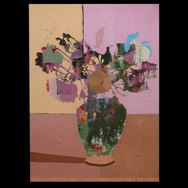 Lars Tygesen maleri. Lars Tygesen, f. 1979, olie på lærred. Stort "Flowers" fra 2022. Mål: 220x160cm