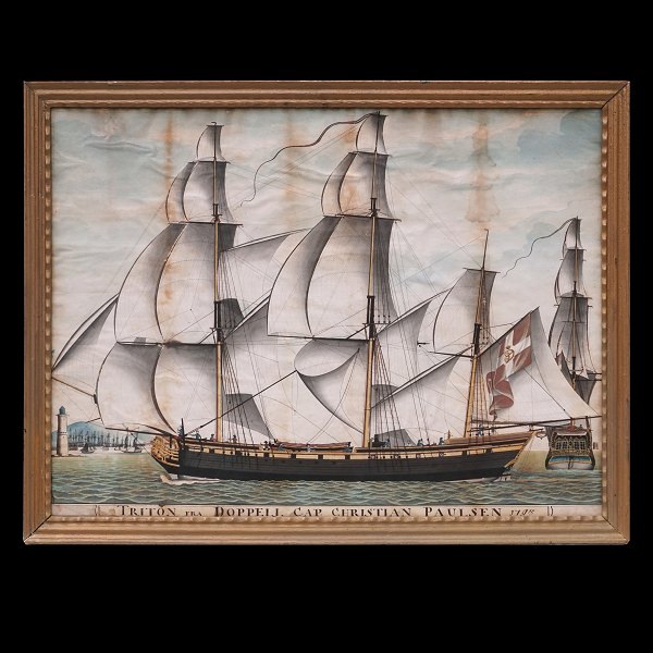 Triton at Livorno, Italy, by Giuseppe Fedi. Dated 1795. Visible size: 47x63cm. With frame: 53x69cm