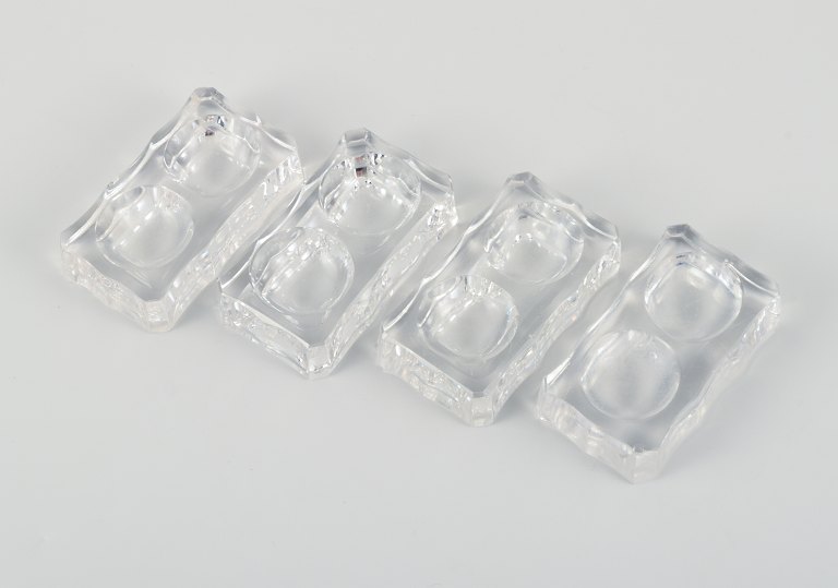 Baccarat, France. Four Art Deco double salt cellars, faceted crystal glass.1930s/40s.