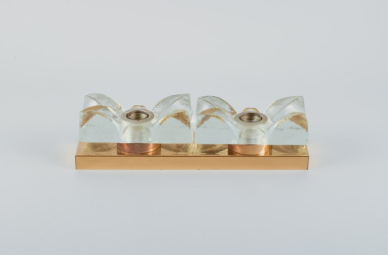 ”Sische”, Tyskland, designervæglampe i klart glas og messing.Designet i 1970