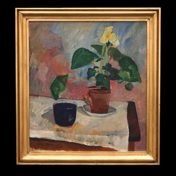 Olaf Rude, 1886-1957, oil on canvas. Stillife with flowers and bowl. Signed. Visible size: 73x66cm. With frame: 87x80cm