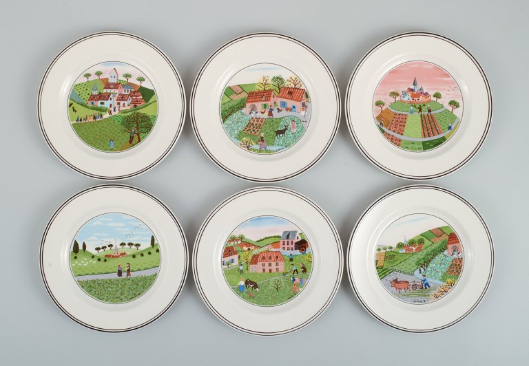 Villeroy & Boch, design Gérard Laplau.A set of six porcelain plates.