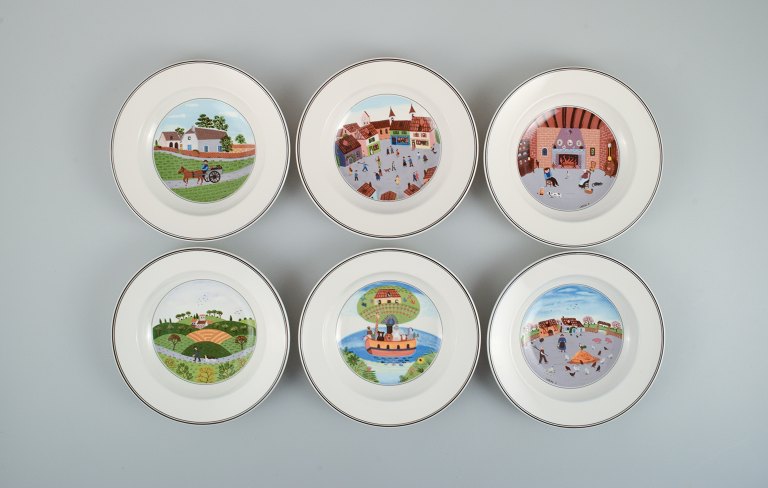 Villeroy & Boch, design Gérard Laplau.A set of six deep porcelain plates.