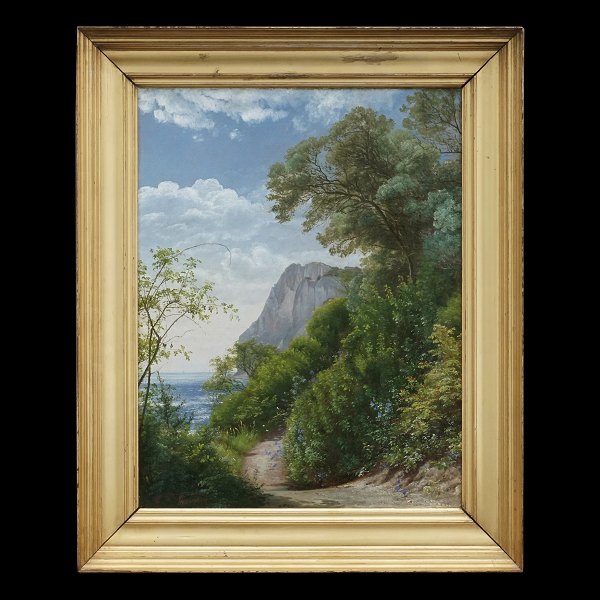Carl Frederik Aagaard, 1833-95, oil on canvas. Landscape Møns Klint. Signed. Visible size: 51x39cm. With frame: 65x53cm