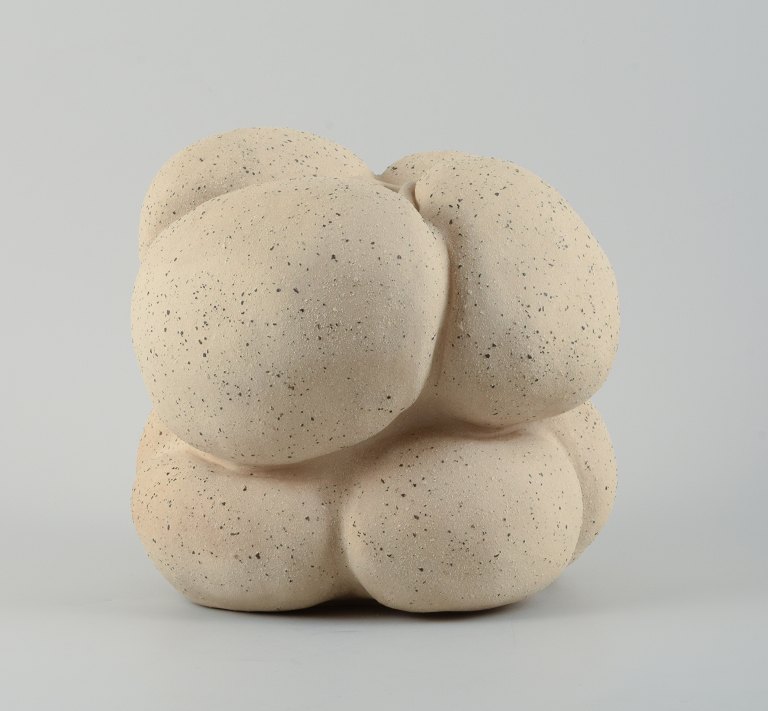 Christina Muff, Danish contemporary ceramicist (b. 1971). Large, unglazed unique vessel. Large bulging protrusions emphasize the organic shape.