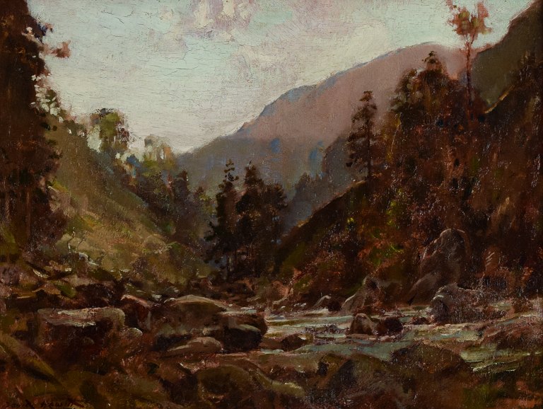 David Hewitt (1878-1939), Listed British artist“In the Pass of Aberglaslyn – facing south” (Wales)
