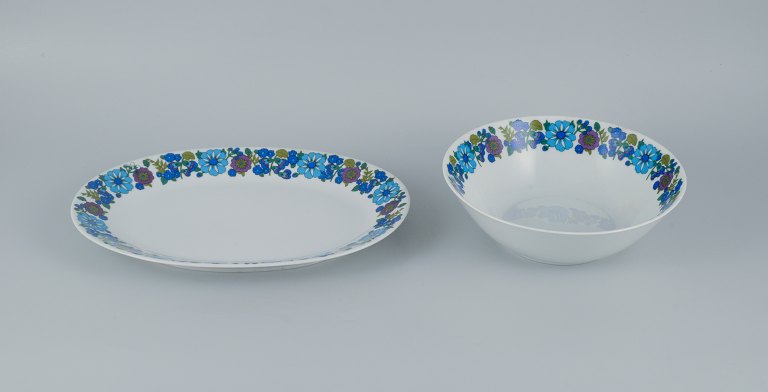 Paar, Bavaria, Jaeger & Co, Tyskland.Fad og skål i porcelæn med blomstermotiv.