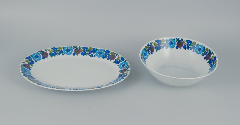 Paar, Bavaria, Jaeger & Co, Tyskland.Fad og skål i porcelæn med blomstermotiv.