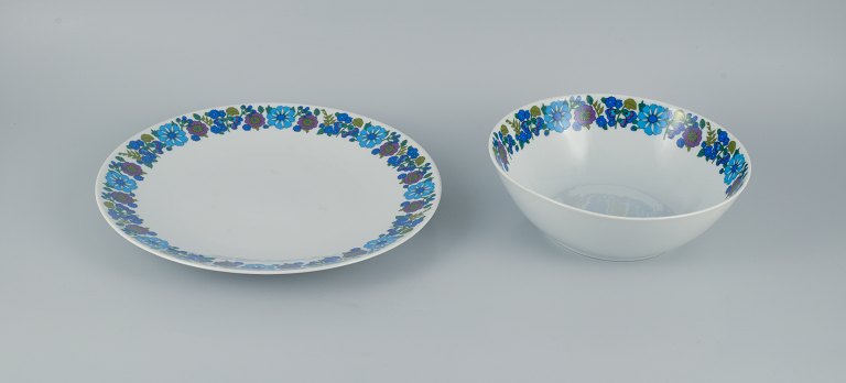 Paar, Bavaria, Jaeger & Co, Tyskland.Tallerken og skål i porcelæn med blomstermotiv.