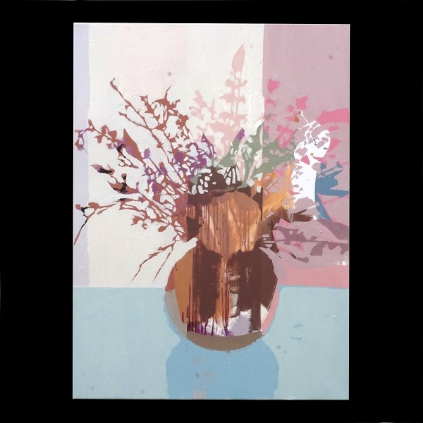Lars Tygesen maleri. Lars Tygesen, f. 1979, olie på lærred. "Flowers". Signeret Lars Tygesen og dateret 2023. Mål: 110x80cm