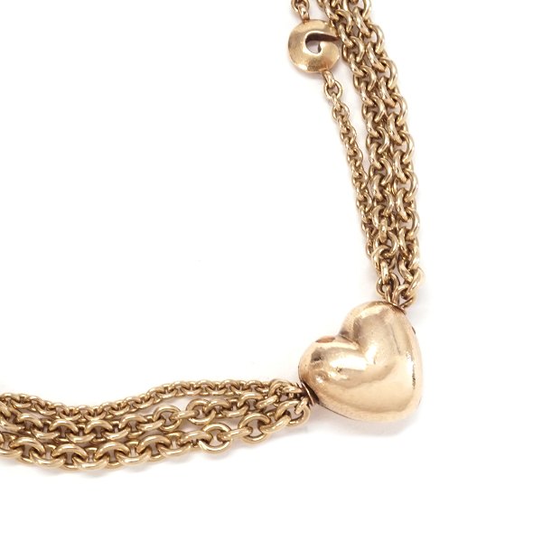 Lynggaard Copenhagen 14kt gold necklace with 14kt gold heart clasp. Necklace L: 40cm. W: 27,8gr