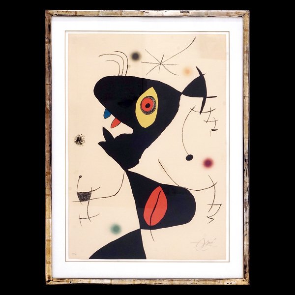 Joan Miró, 1893-1983, litograph printed in colors. Signed and numbered 48/75. 1973. Visible size: 88x61cm. With frame: 107x79cm