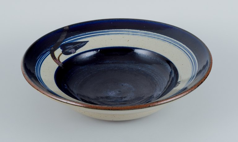 Carl Harry Stålhane for Designhuset, large bowl in earthenware with blue and light glaze.