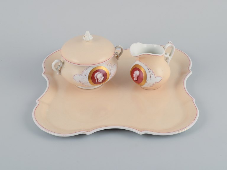 Bing & Grondahl.Antique and rare cream jug and sugar bowl on tray.
