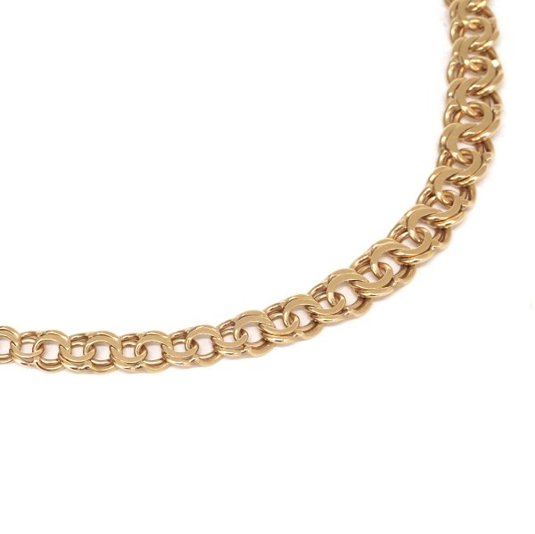 Bismarck halskæde i 14kt guld med kasselås og dobbelt sikkerhedslås. Ledstørrelse: 4-8mm. L: 45cm. V: 17,8gr
