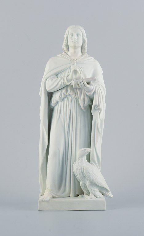 Bing & Grøndahl, Thorvaldsen skulptur af Apostlen Johannes med tavle. Ved hans venstre fod ørnen.