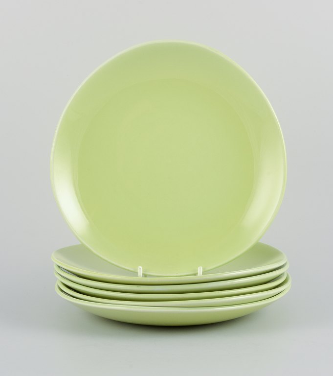 Stig Lindberg for Gustavsberg. Set of six "Colorado" retro porcelain plates in apple green.