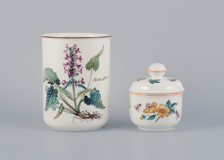 "Villeroy & Boch, two pieces of "Botanica", porcelain vase and sugar bowl decorated with flowers and bees.