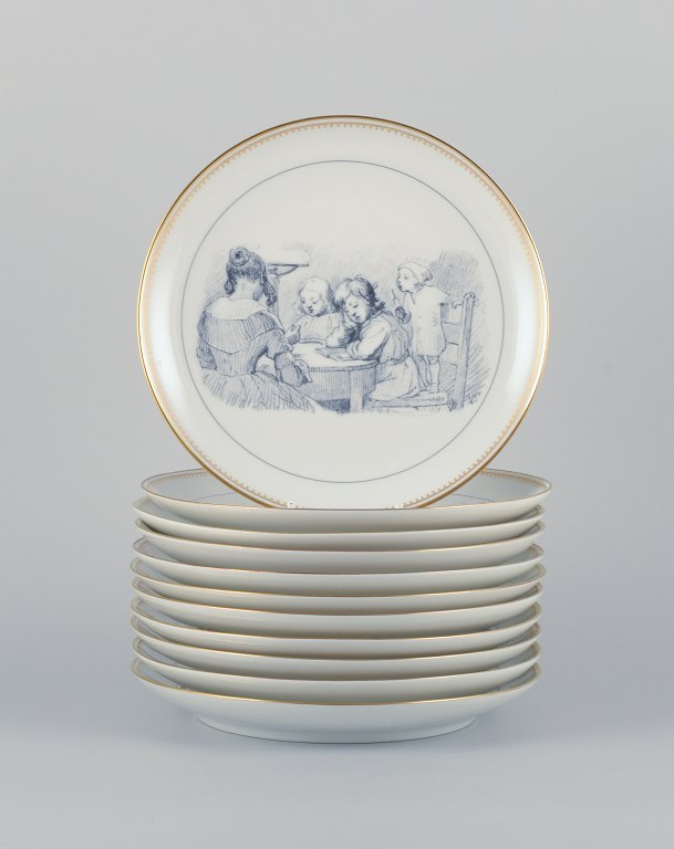 Bing & Grøndahl, a set of eleven porcelain plates with H. C. Andersen motifs. Based on drawings by Vilhelm Pedersen.