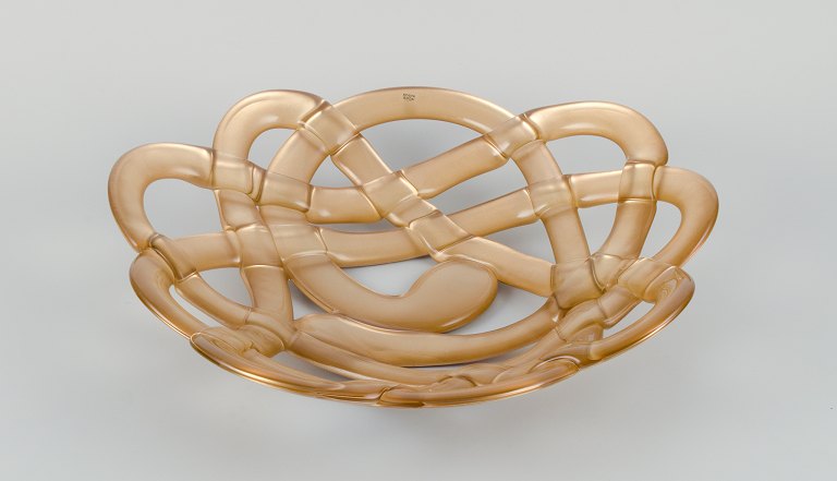 Anna Ehrner for Kosta Boda, Sweden, "Basket" bowl in art glass with gold and clear glass.