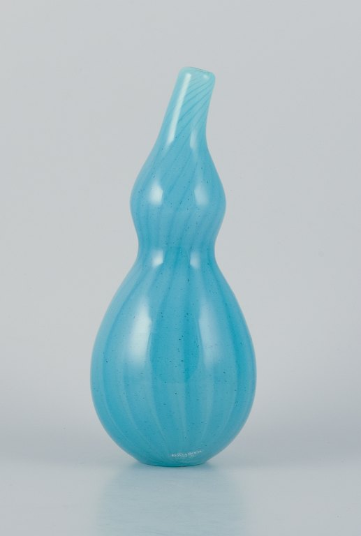 Susanne Allberg for Kosta Boda, Sweden, unique art glass vase in an organic shape in turquoise glass.