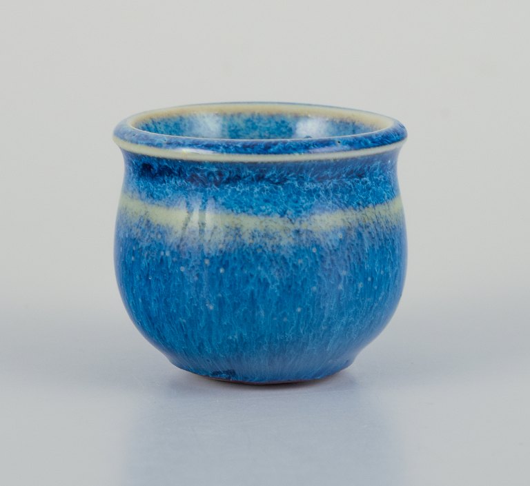 Stig Lindberg (1916-1982), Gustavsberg - Studio Hand, miniature vase with blue glaze.