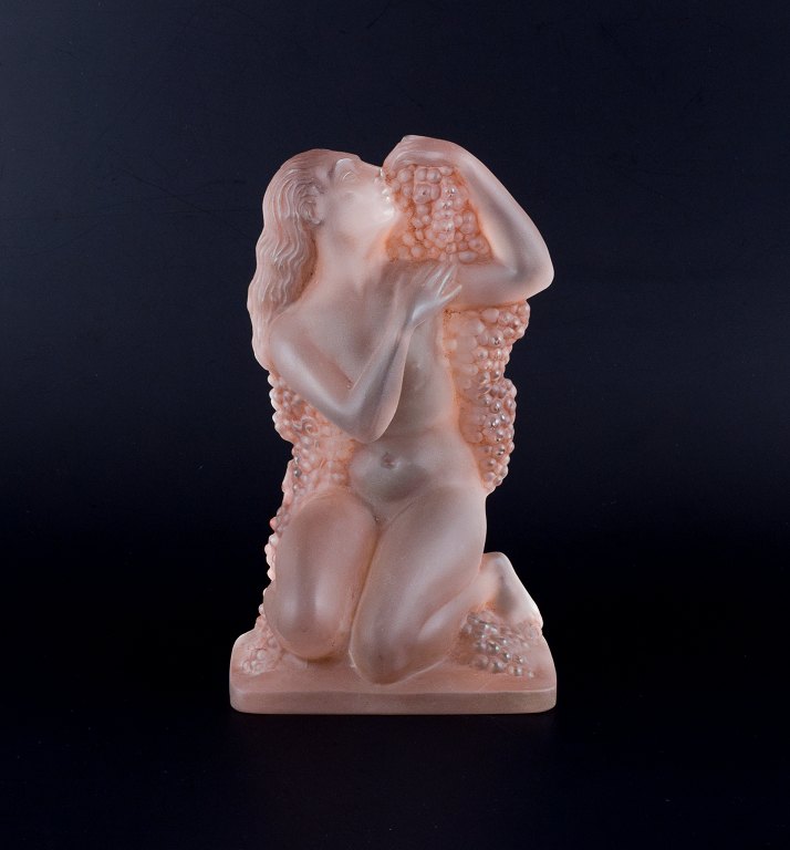 René Lalique, stor og sjælden Art Deco "Automne" skulptur af nøgen kvinde med vindrueklaser.