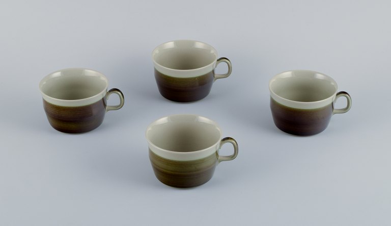 Marianne Westman for Rörstrand, "Maya", a set of four coffee cups in stoneware with green-brown glaze.
