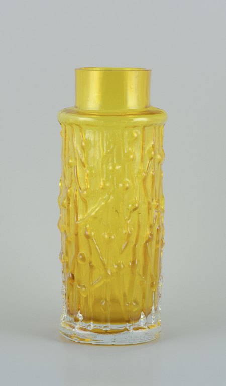 Gullaskruf, Sweden, art glass vase in yellow glass.Modernist design.