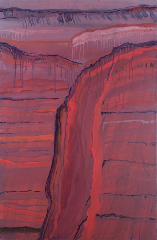 Monique Beucher (1934), French artist. Gouache on canvas.Abstract composition. Colorful palette.