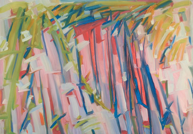 Monique Beucher (1934), French artist. Oil on canvas.Abstract composition. Colorful palette.