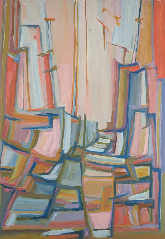 Monique Beucher (1934), French artist.Oil on canvas. Abstract composition. Colorful palette.