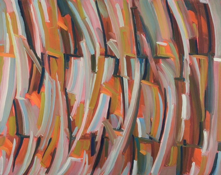 Monique Beucher (1934), French artist.Oil on canvas. Abstract composition. Coloristic palette.