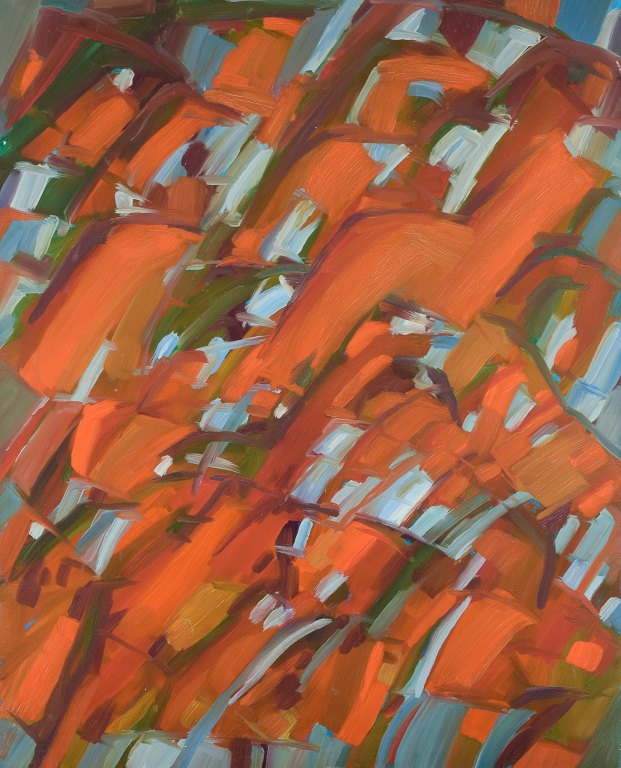 Monique Beucher (1934), French artist.Oil on canvas. Abstract composition. Colorful palette.