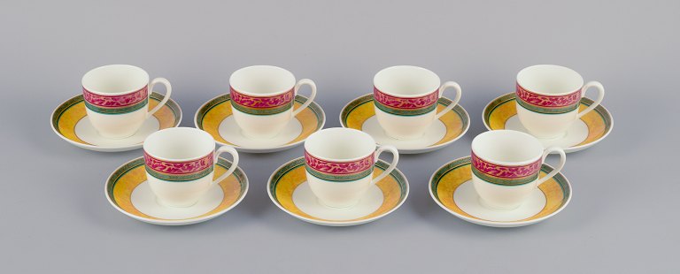Paloma Picasso for Villeroy & Boch, Germany. A set of seven coffee cups with saucers from the "My Way" series.