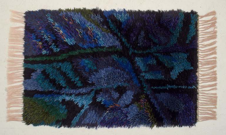 Rya carpet with long fringes, Sweden.Modernist design.