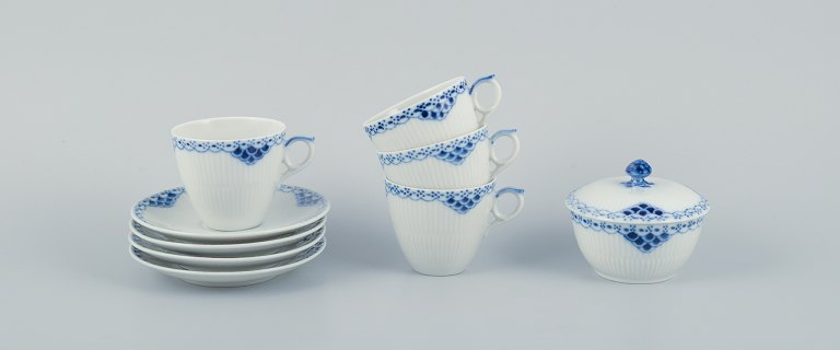 Royal Copenhagen, Princess, a set of four coffee cups with saucers and a sugar bowl.