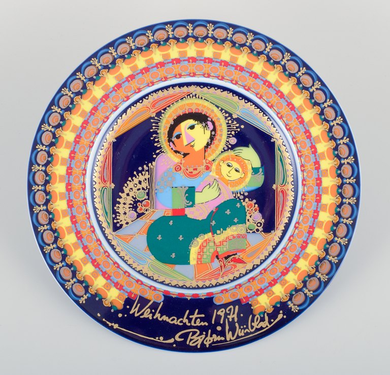 Bjørn Wiinblad for Rosenthal, juletallerken med bibelsk motiv.1971 - "Maria med barn"