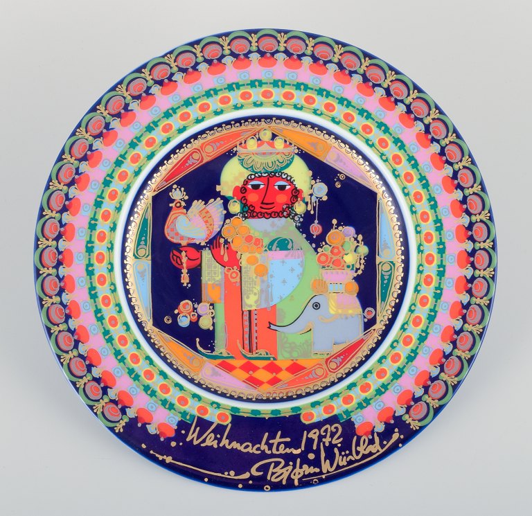 Bjørn Wiinblad for Rosenthal, juletallerken med bibelsk motiv.1972 - "Holy King Caspar".
